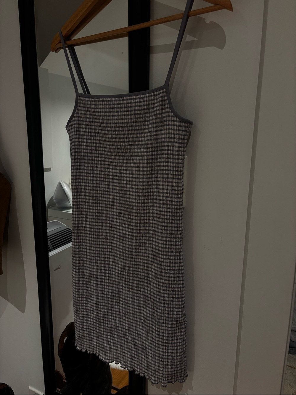 Sunday Best Gray Gingham Spaghetti-Strap Slip Dress